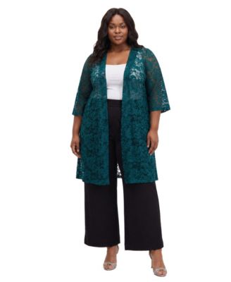 Plus Size Floral Lace Open-Front Jacket