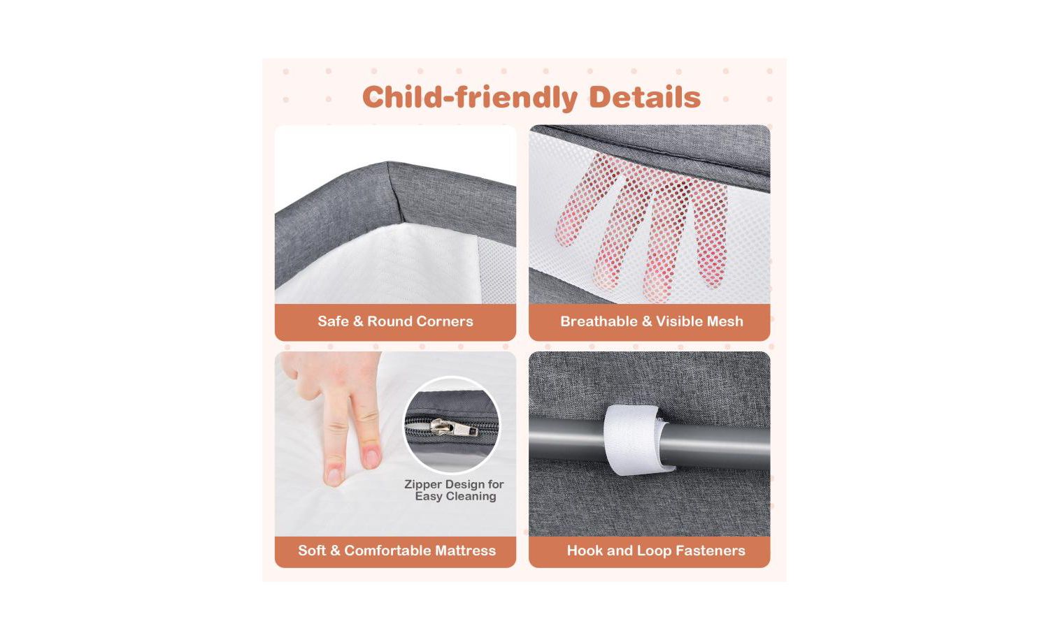3 in 1 Infant Bassinet with Adjustable Height and Secure Double Lock