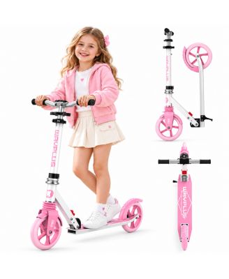 Wayplus KS1 8" Wheels Adjustable-Height One-Button Fold Kick Scooter, 240 lb Capacity, Ages 6+