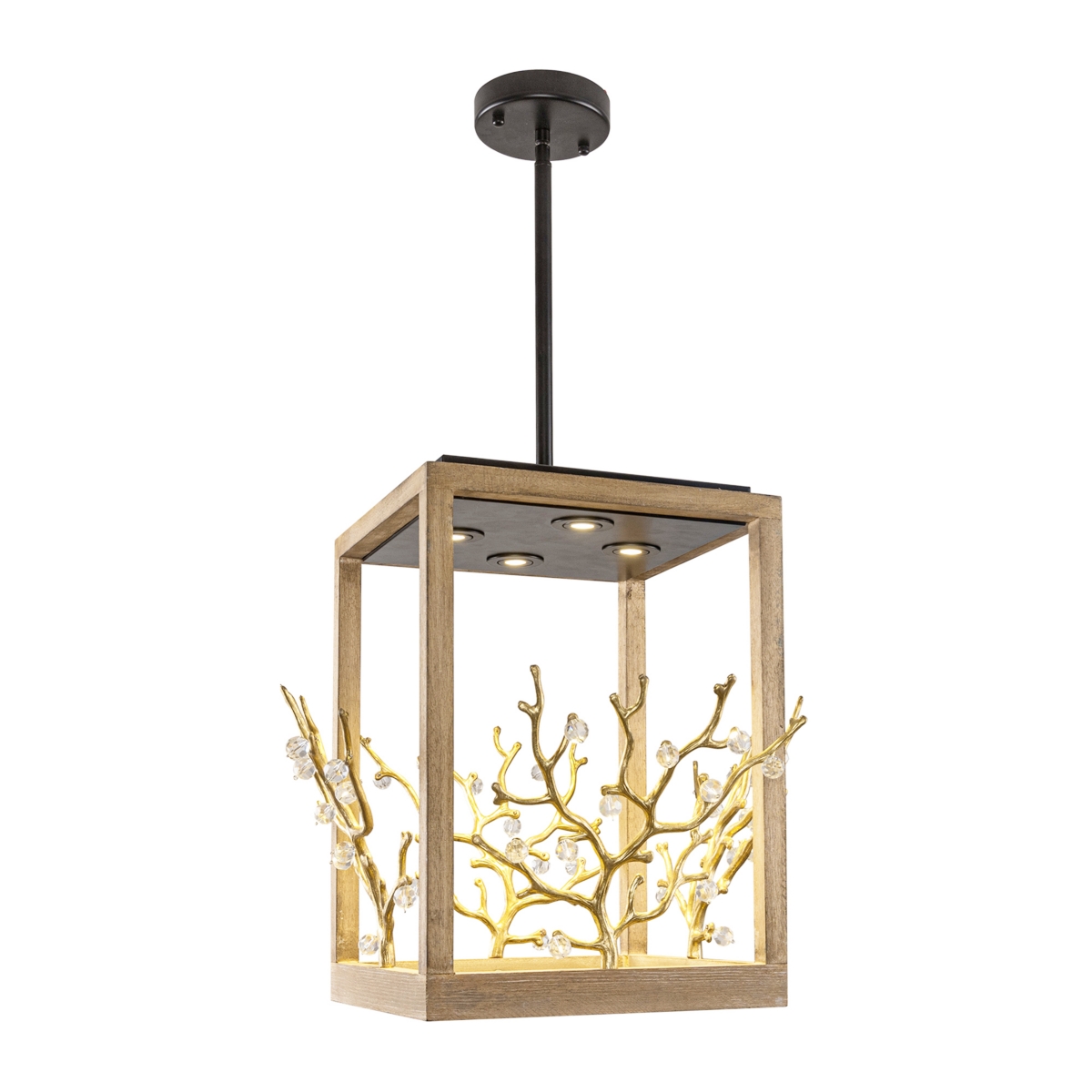 Parrot Uncle Farmhouse 4-Light Led Crystal Adjustable Lantern Pendant Light