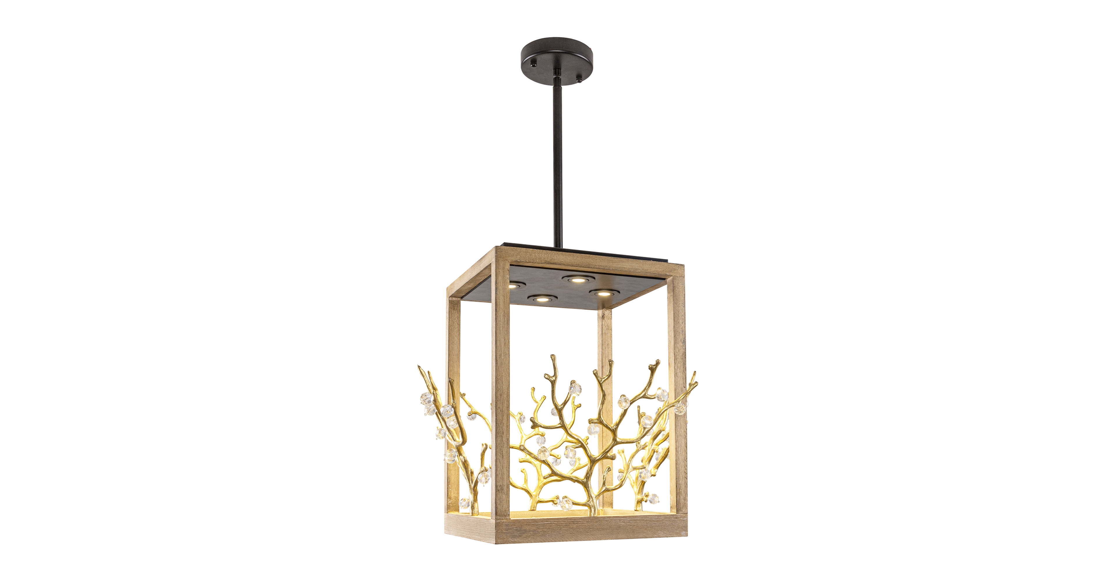 Parrot Uncle Farmhouse 4-Light Led Crystal Adjustable Lantern Pendant Light