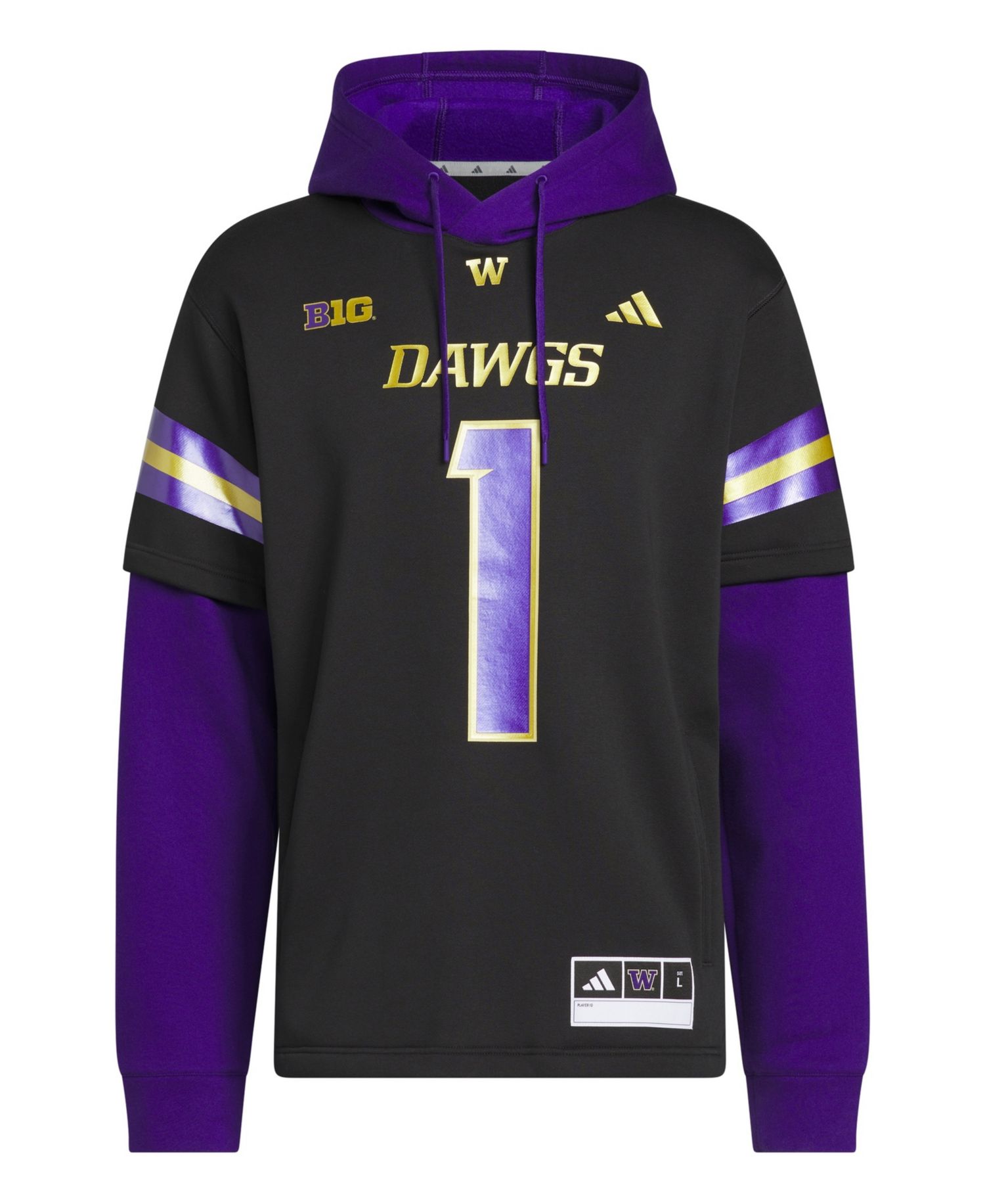 Men's Black Washington Huskies Dawgs Strategy Jersey Hoodie