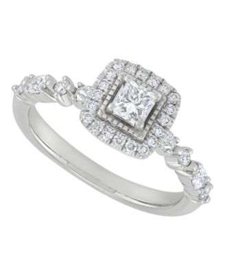 Princess Halo Diamond Ring (3/4 ct. t.w.) in 14k White Gold