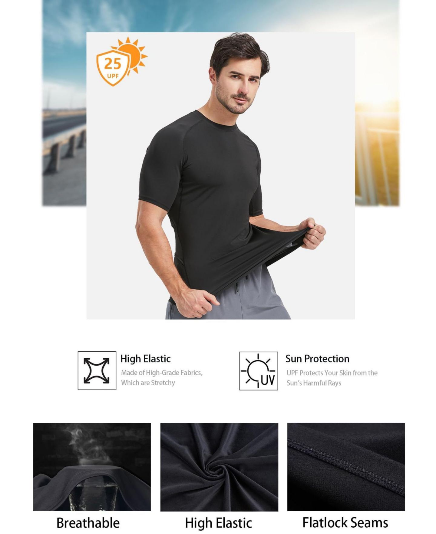 Мужская футболка peneyon Compression Athletic Crewneck, цвет: Чёрный — фото 5