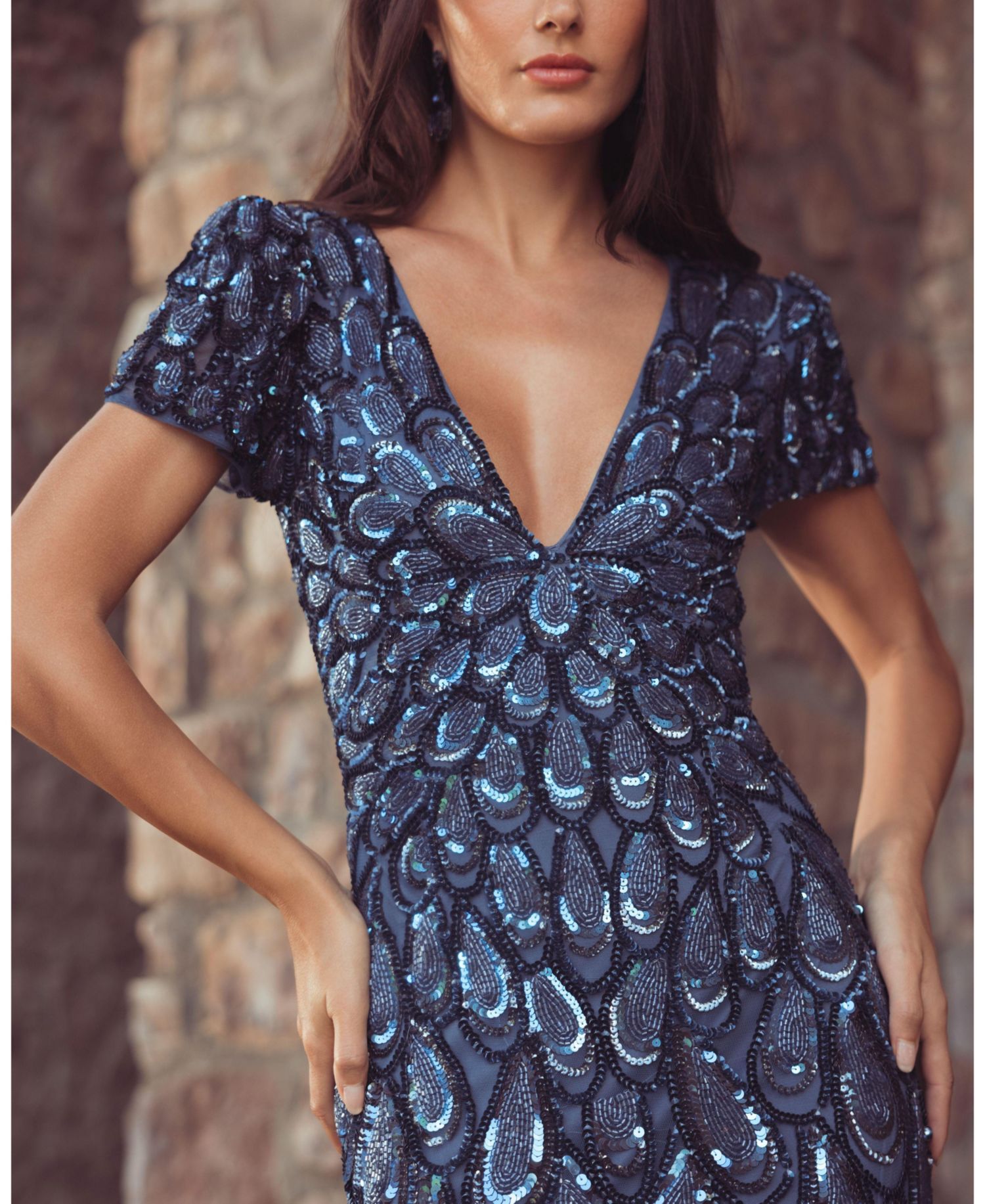 Women's Sequin V-Neck Gown