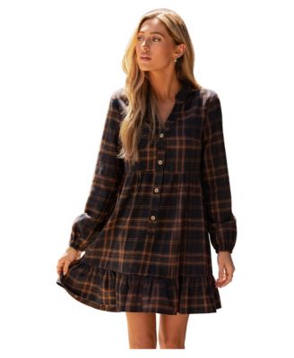 Women's Classic Moves V-Neck Long-Sleeve Ruffled-Hem Dress