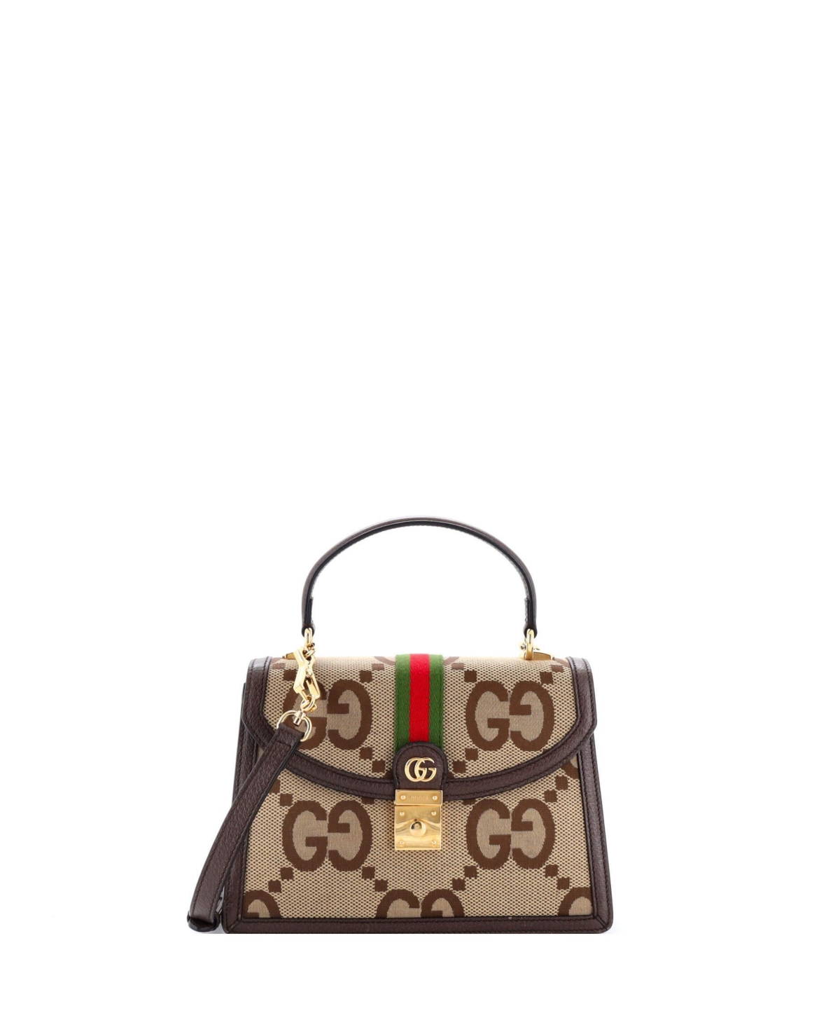 Pre-Owned Gucci Small Ophidia Flap Top Handle Bag Jumbo Gg Canvas