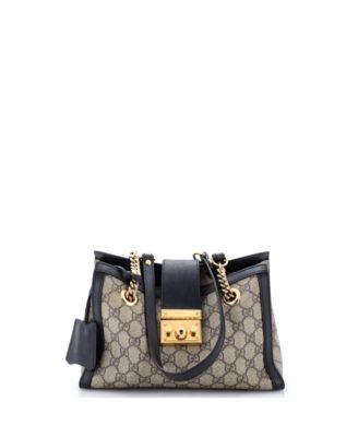 Small Padlock Chain Tote GG Coated Canvas with Leather