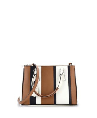 Small Double Zip Lux Tote Striped Saffiano Leather