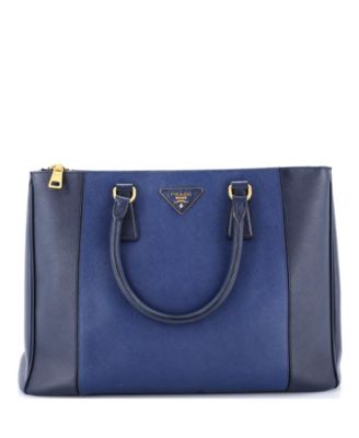 Medium Bicolor Double Zip Lux Tote Saffiano Leather