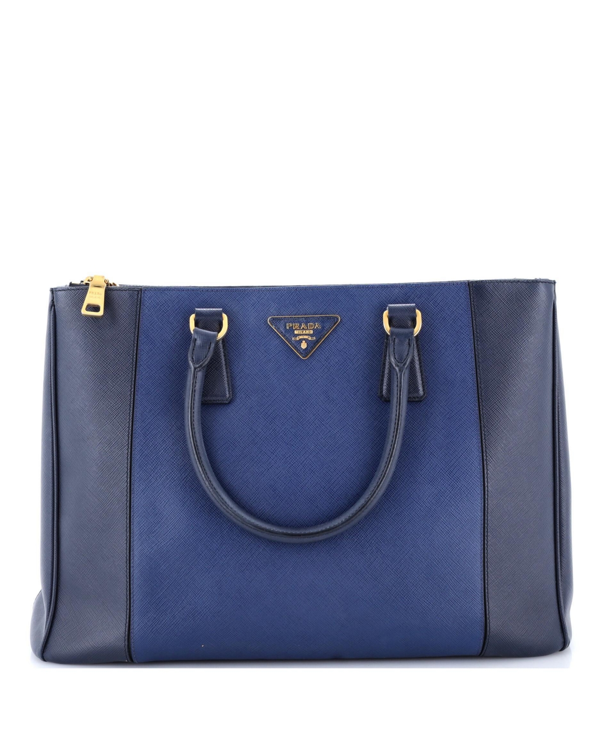 Pre-Owned Prada Medium Bicolor Double Zip Lux Tote Saffiano Leather