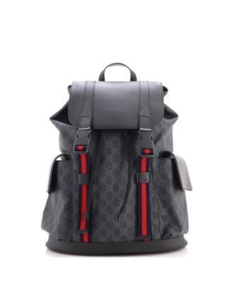 Large Double Pocket Buckle Backpack GG Coated Canvas