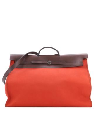 Pre-Owned Hermes 50 Herbag Zip Leather and Toile