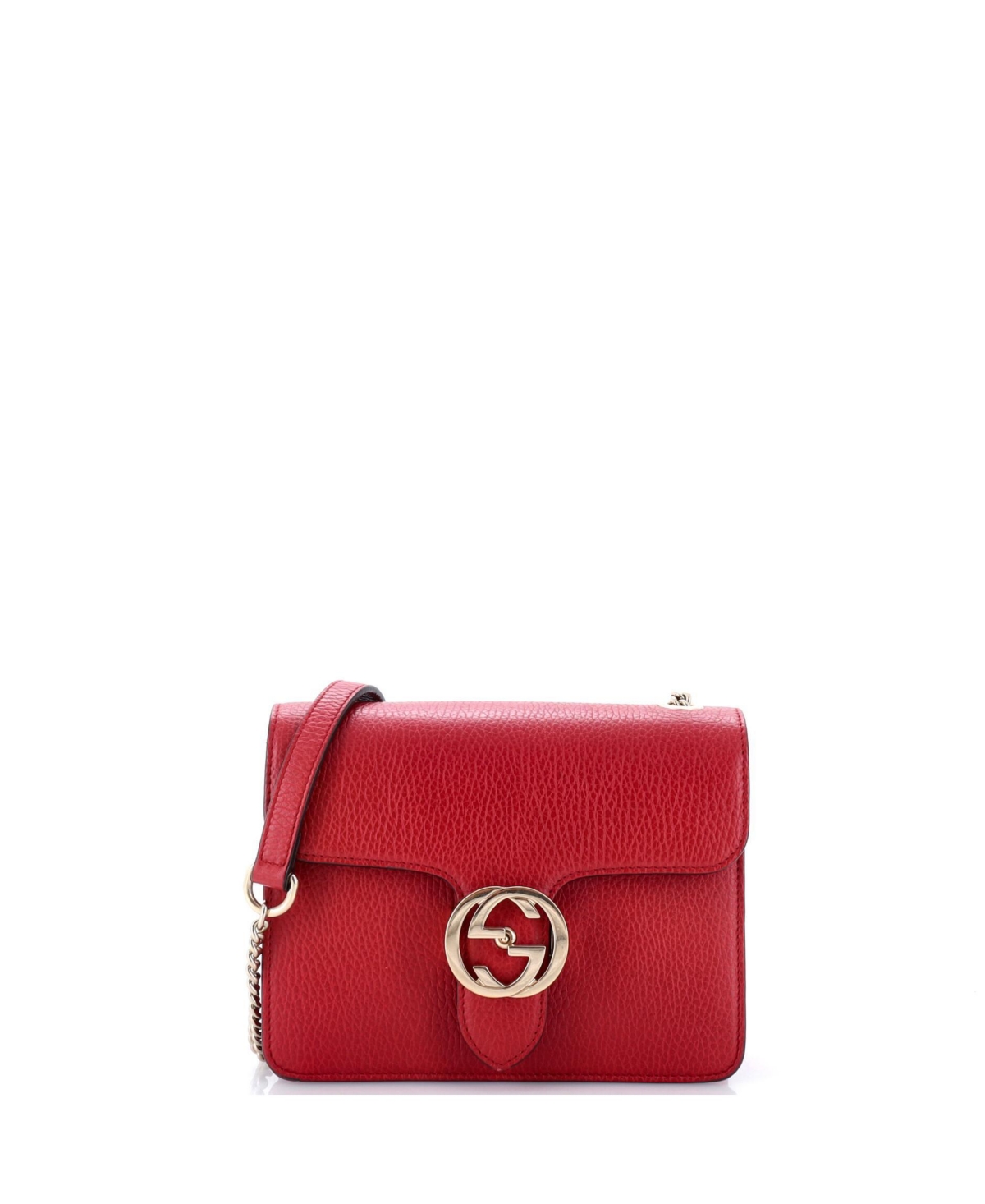 Pre-Owned Gucci Small Interlocking Shoulder Bag Leather - Red
