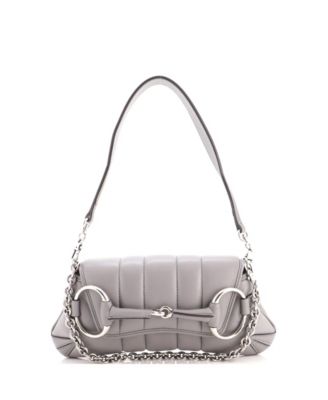 Small Horsebit Chain Shoulder Bag Vertical Quilted Leather
