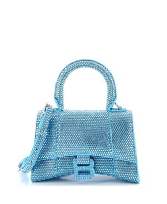 XS Hourglass Top Handle Bag Suede with Crystals
