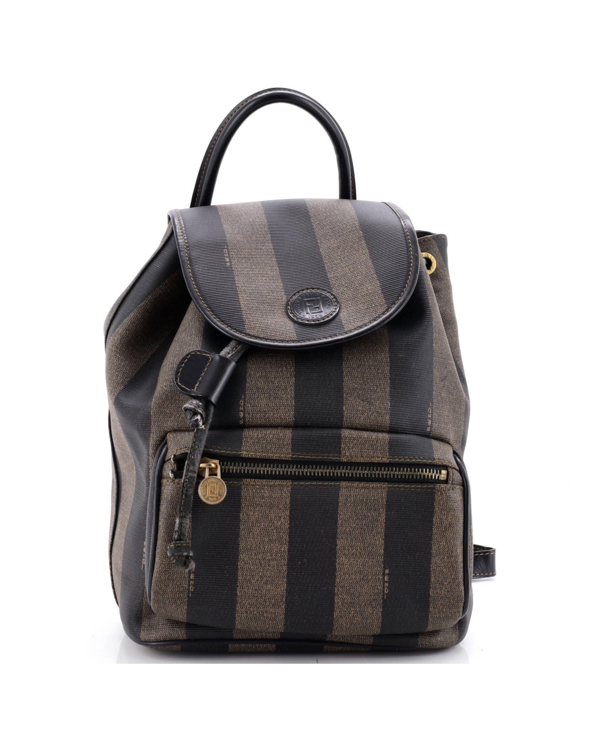 Pre-Owned Fendi Medium Pequin Front Pocket Backpack Coated Canvas