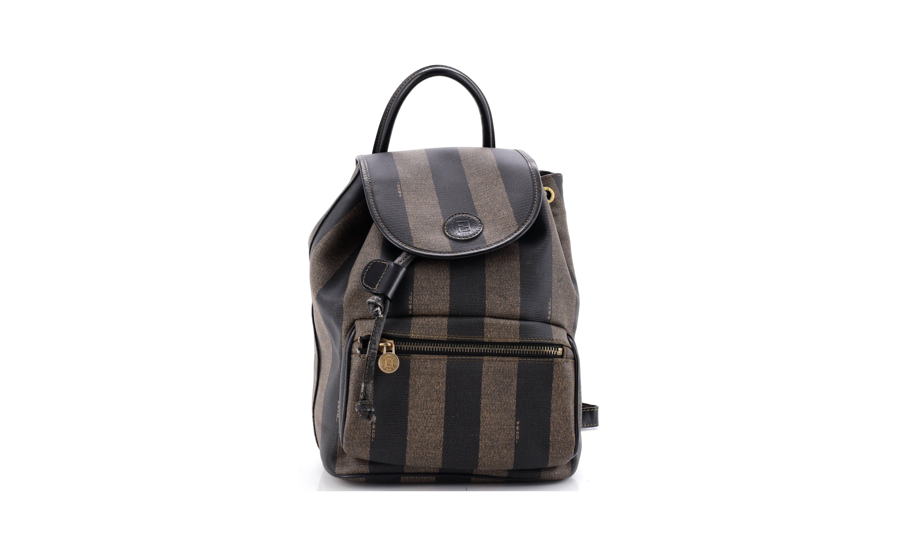 Pre-Owned Fendi Medium Pequin Front Pocket Backpack Coated Canvas