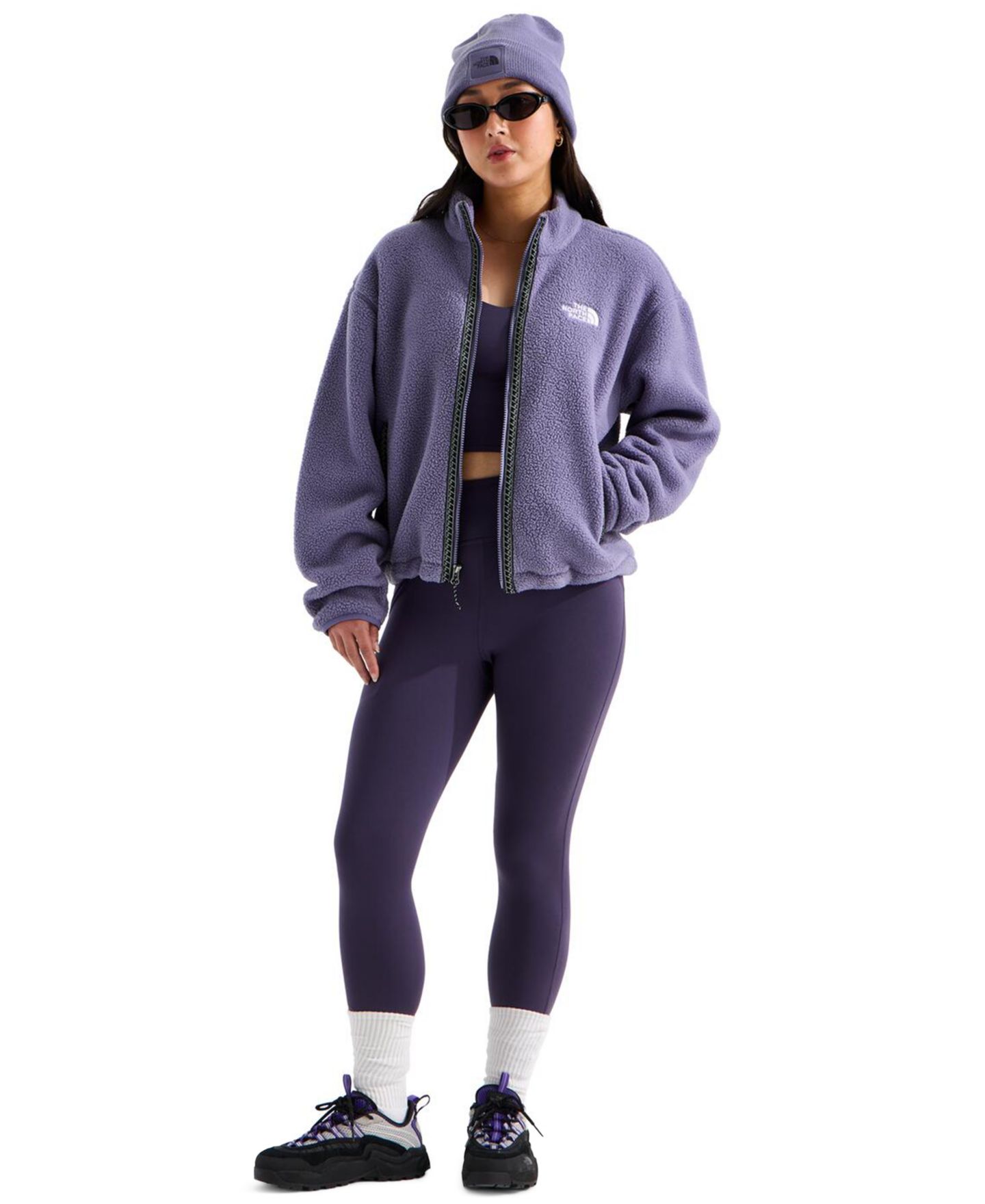 Женская флисовая куртка The North Face TNF Fleeski на молнии, цвет: Сливовый — фото 3