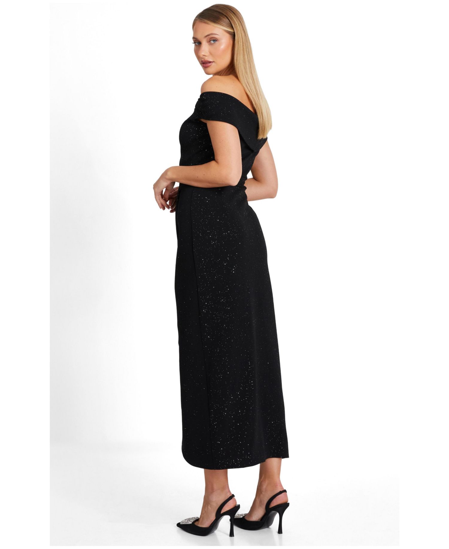 Women's Glitter Liverpool Bardot Wrap Midi Dress