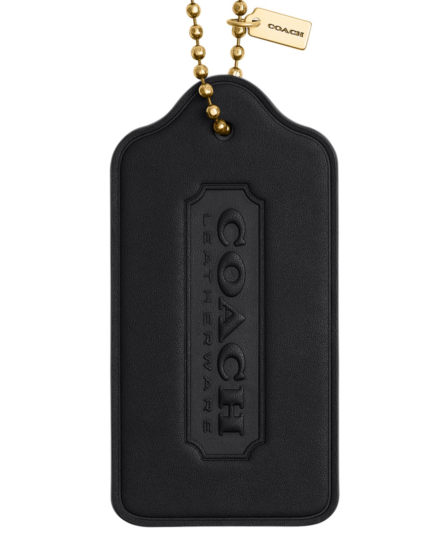 Женский брелок COACH Oversized Glovetanned Leather Hangtag Bag Charm, цвет: Латунный / Чёрный — фото 2