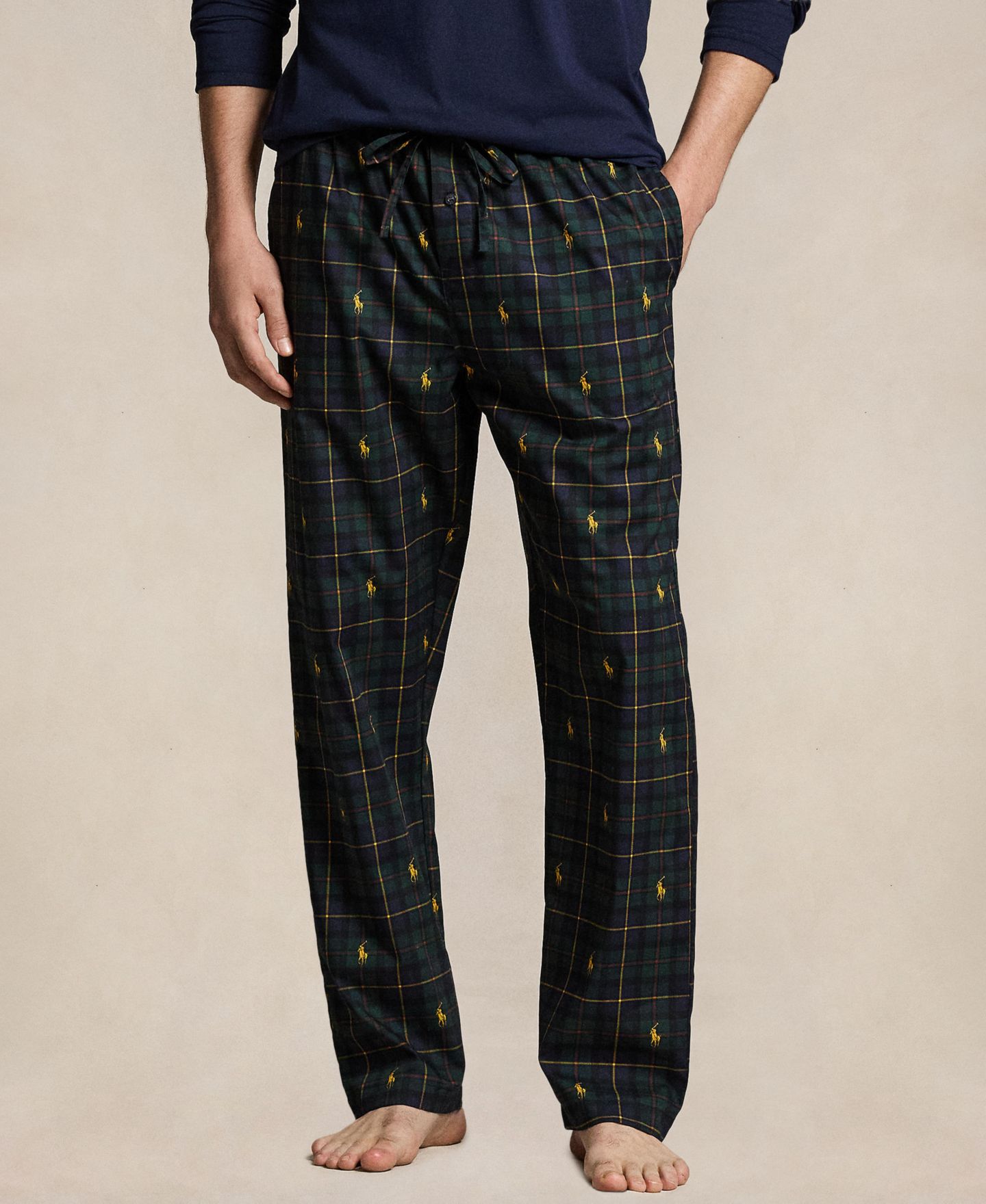 Пижамный комплект для мужчин, 2 предмета — Polo Ralph Lauren, цвет: Тёмно-синий / Золотой — фото 3