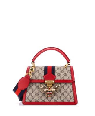 Small Queen Margaret Top Handle Bag GG Coated Canvas with Leather