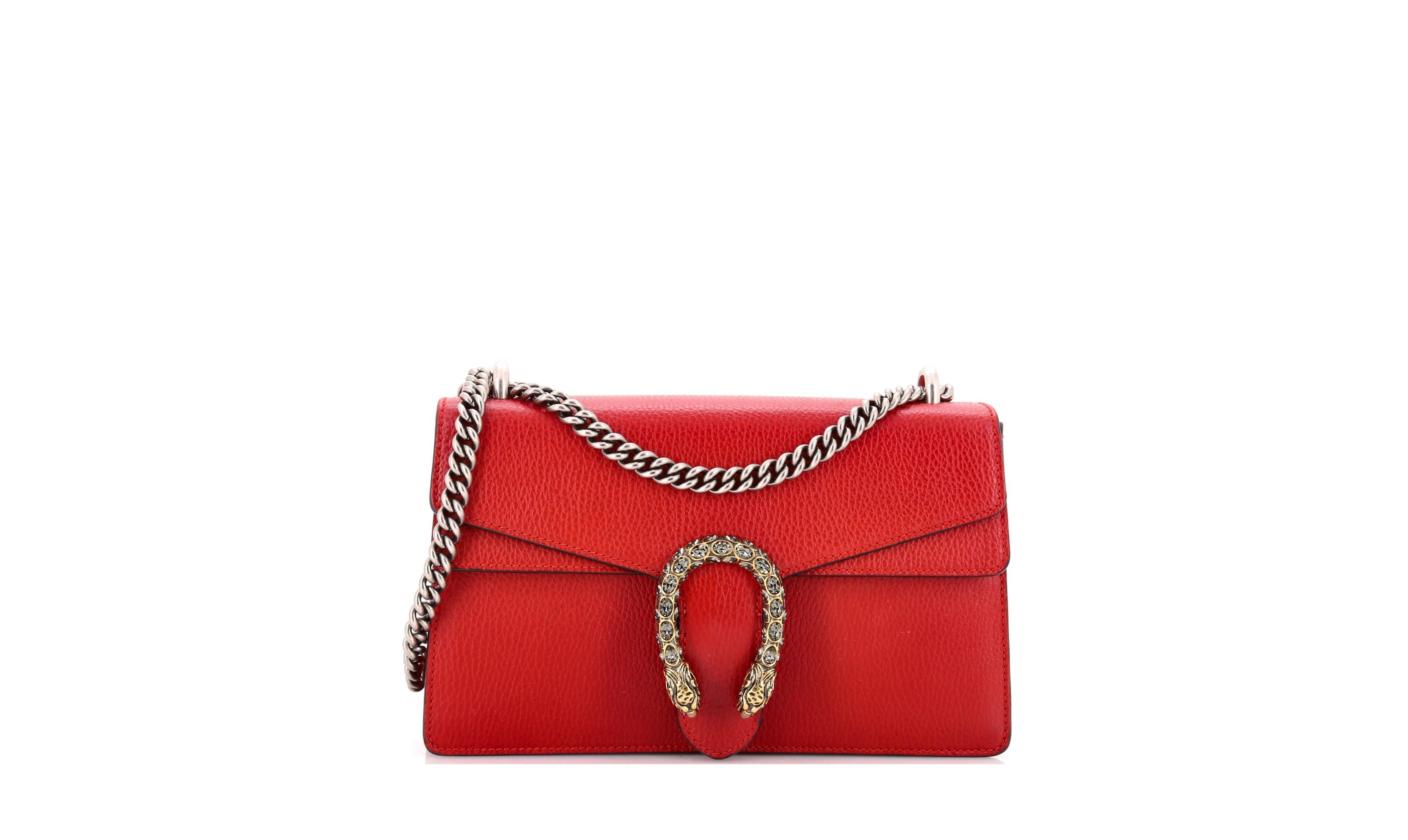 Pre-Owned Gucci Small Dionysus Top Handle Chain Bag Leather with Crystals
