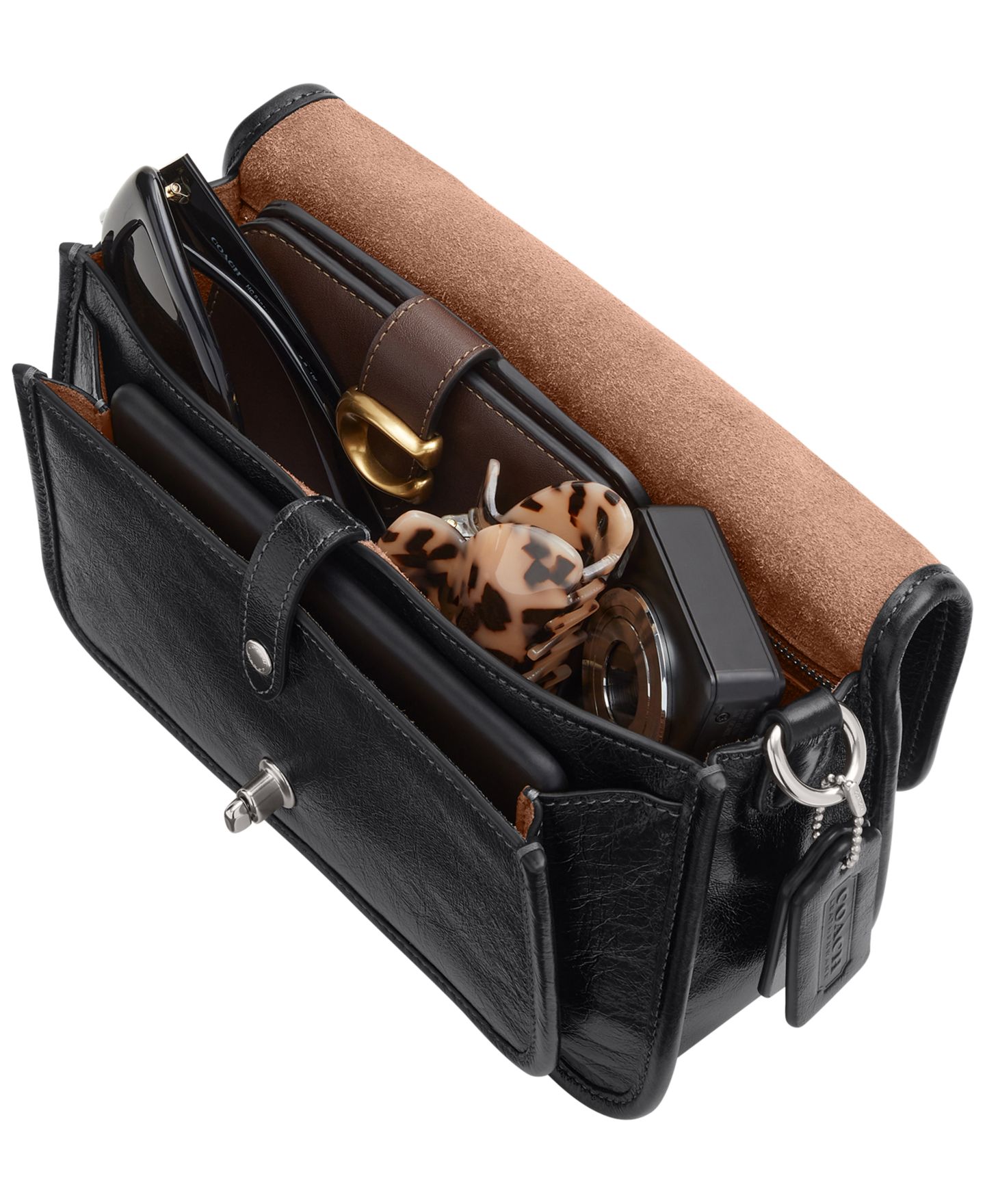 Женская сумка-сэтчел через плечо Coach Metropolitan Small из глазурованной кожи, цвет: Чёрный / Серебряный — фото 5