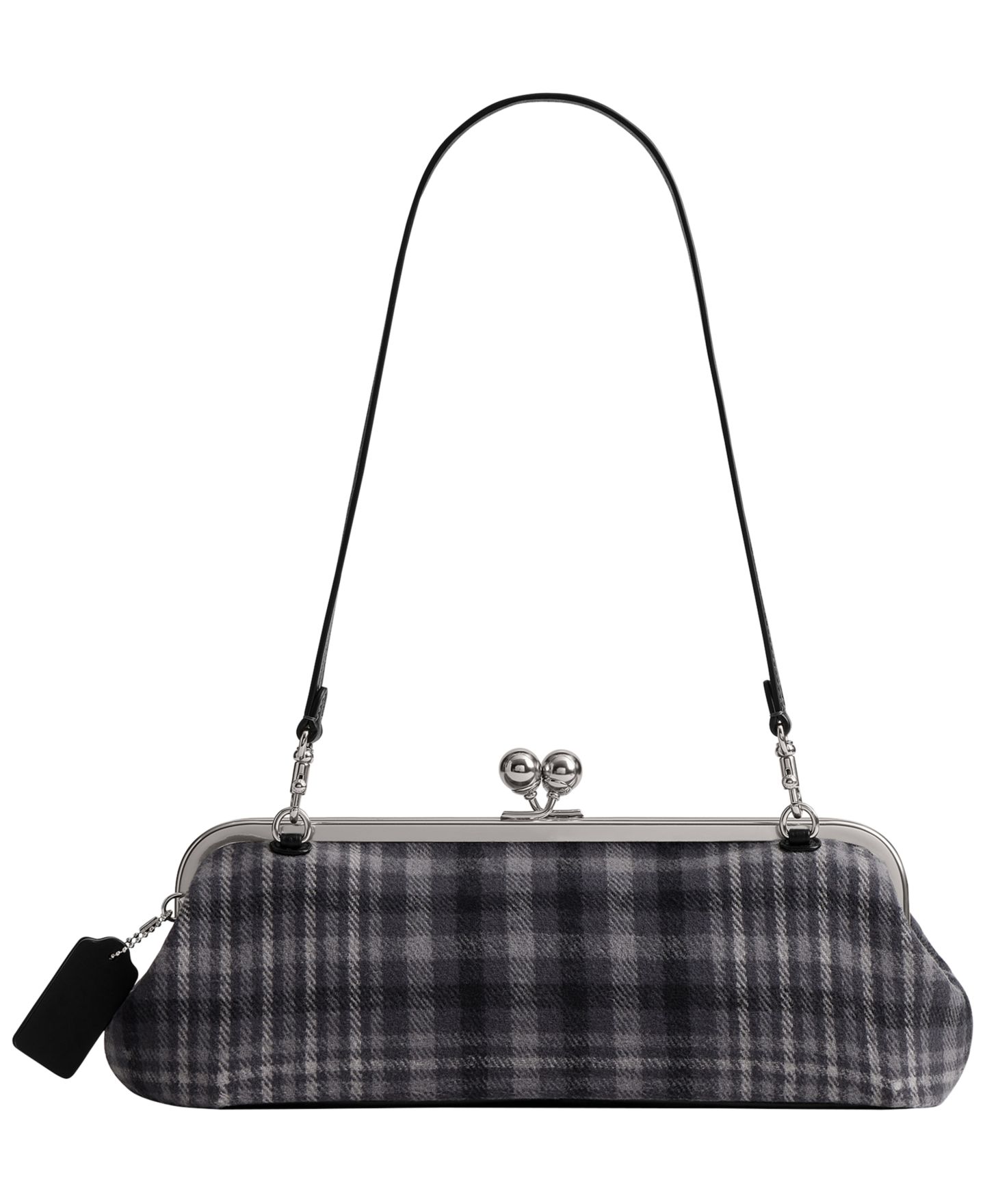 Женская сумка на плечо Coach Kiss-Lock 30 с каркасом в клетку, малая, цвет: Серый разноцветный — фото 4