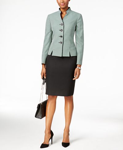 Le Suit Four-Button Tweed Skirt Suit