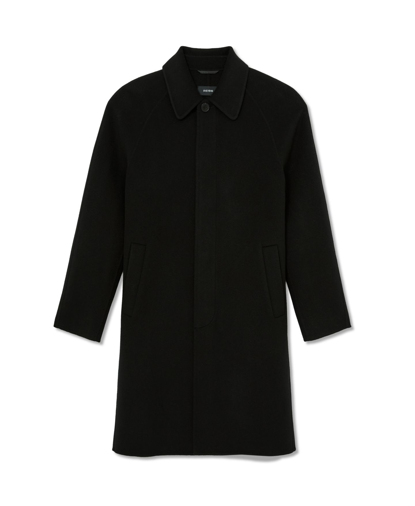 Мужское пальто REISS McCullough Wool-Blend Single-Breasted Raglan Sleeves Overcoat, цвет: Чёрный — фото 2