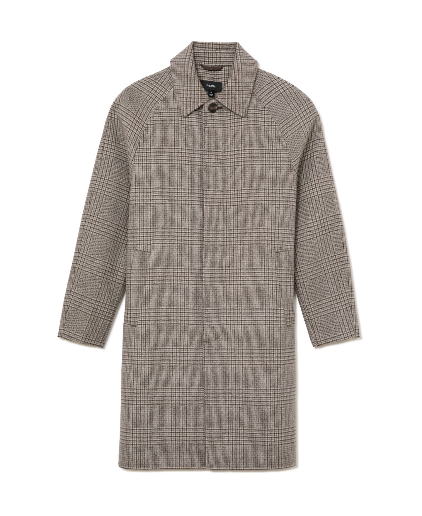 Мужское пальто REISS Morpeth Wool-Blend Prince of Wales Check Single-Breasted Overcoat, цвет: Каменный клетчатый — фото 2
