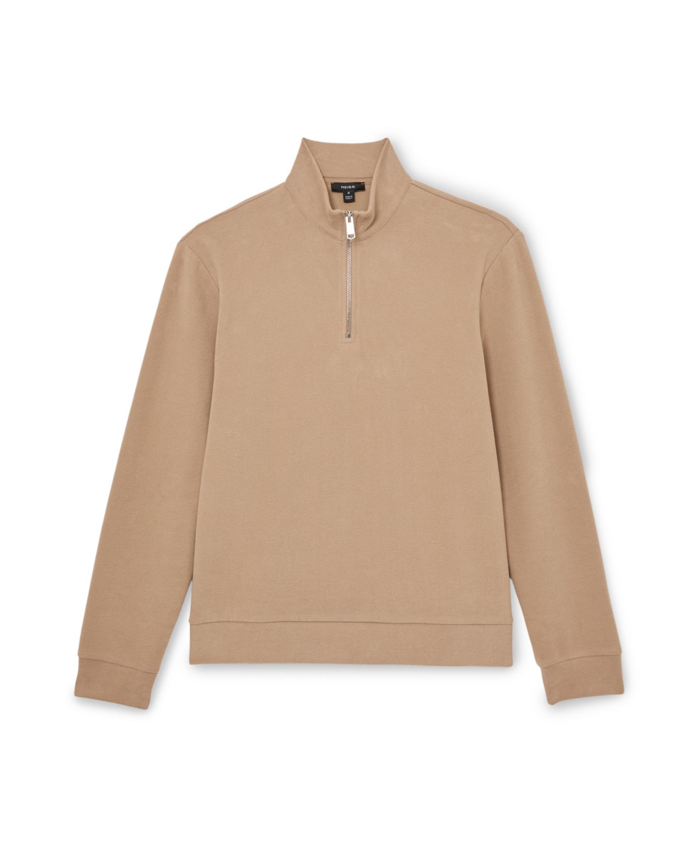 Мужской свитер REISS Bossa Funnel Neck Cotton-Blend Half-Zip Pullover, цвет: Верблюжий коричневый — фото 2