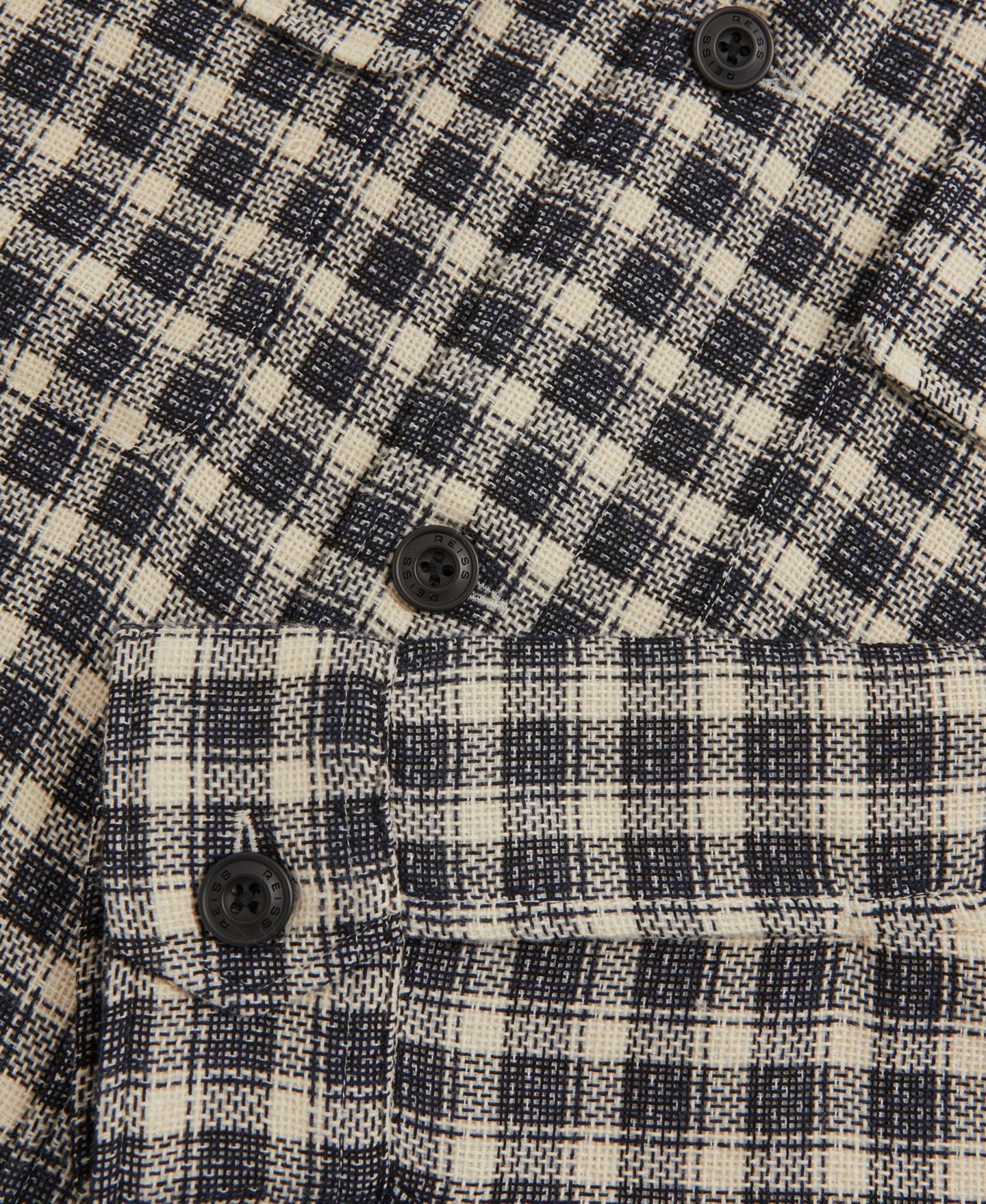 Мужская рубашка REISS Ribona Check Regular-Fit Overshirt, цвет: Тёмно-синий / Белый — фото 4