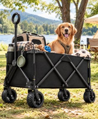 Collapsible Folding Wagon Cart with All Terrain Wheels 420 lb Capacity Utility Wagon