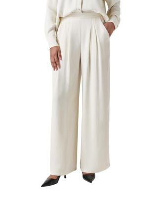Women's Andie Pleated Wide Leg Satin Trouser