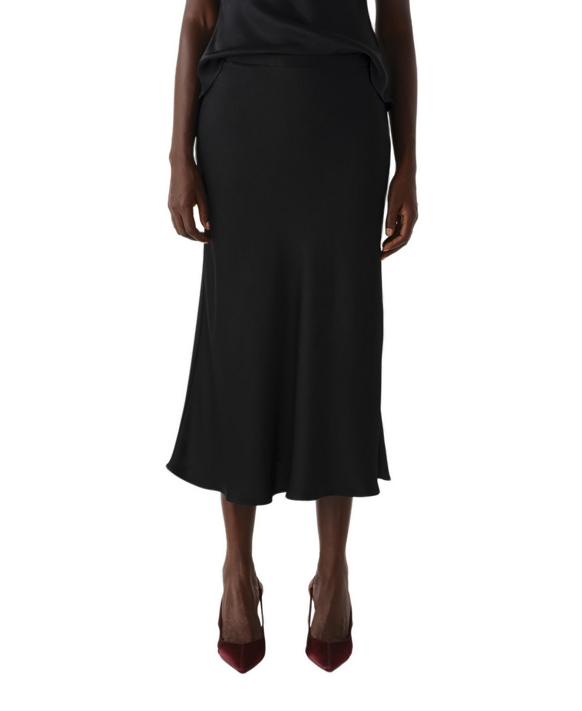 Ghost London Women's Luna Satin Midi Slip Skirt - Black