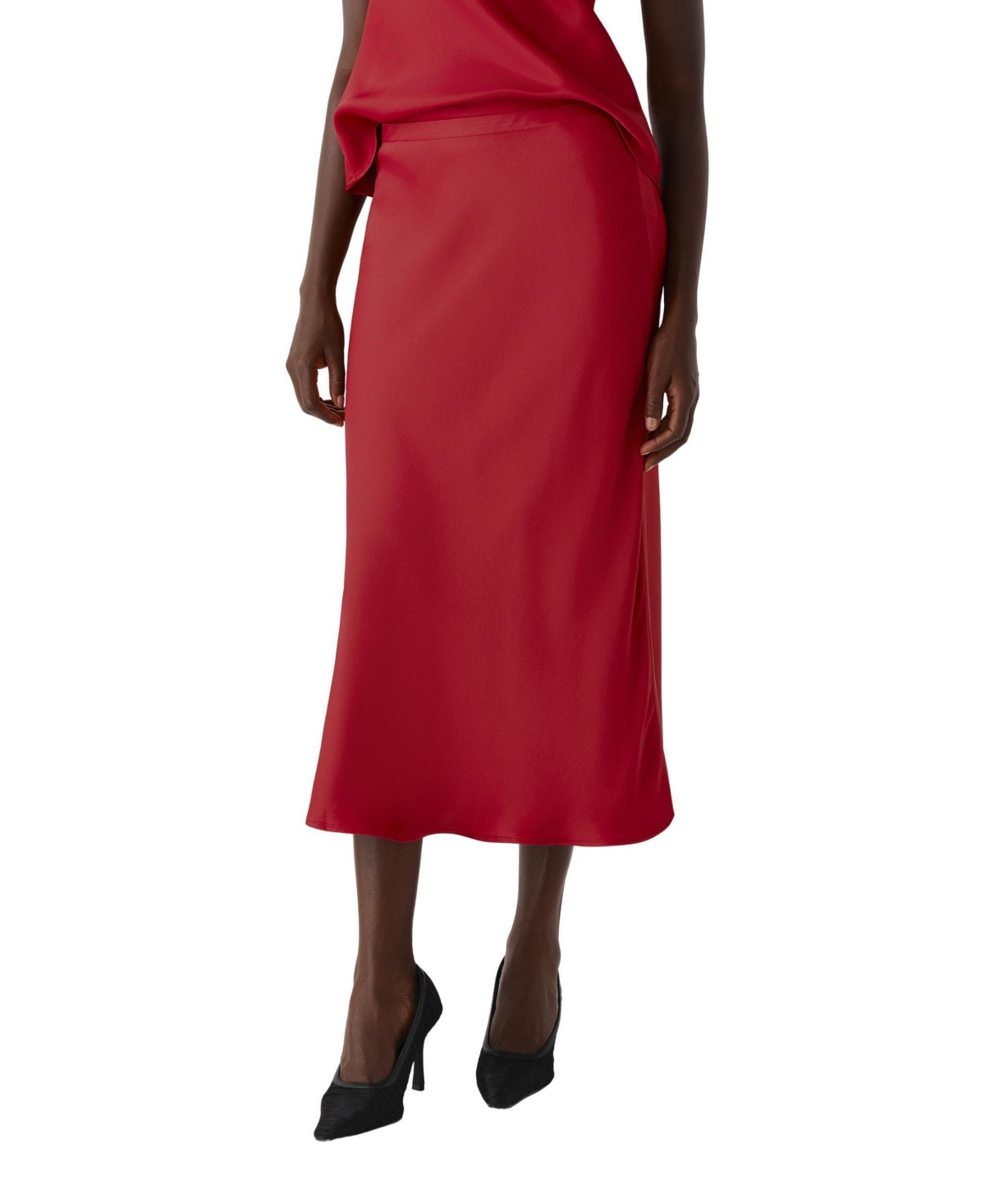Ghost London Women's Luna Satin Midi Slip Skirt - Burgundy