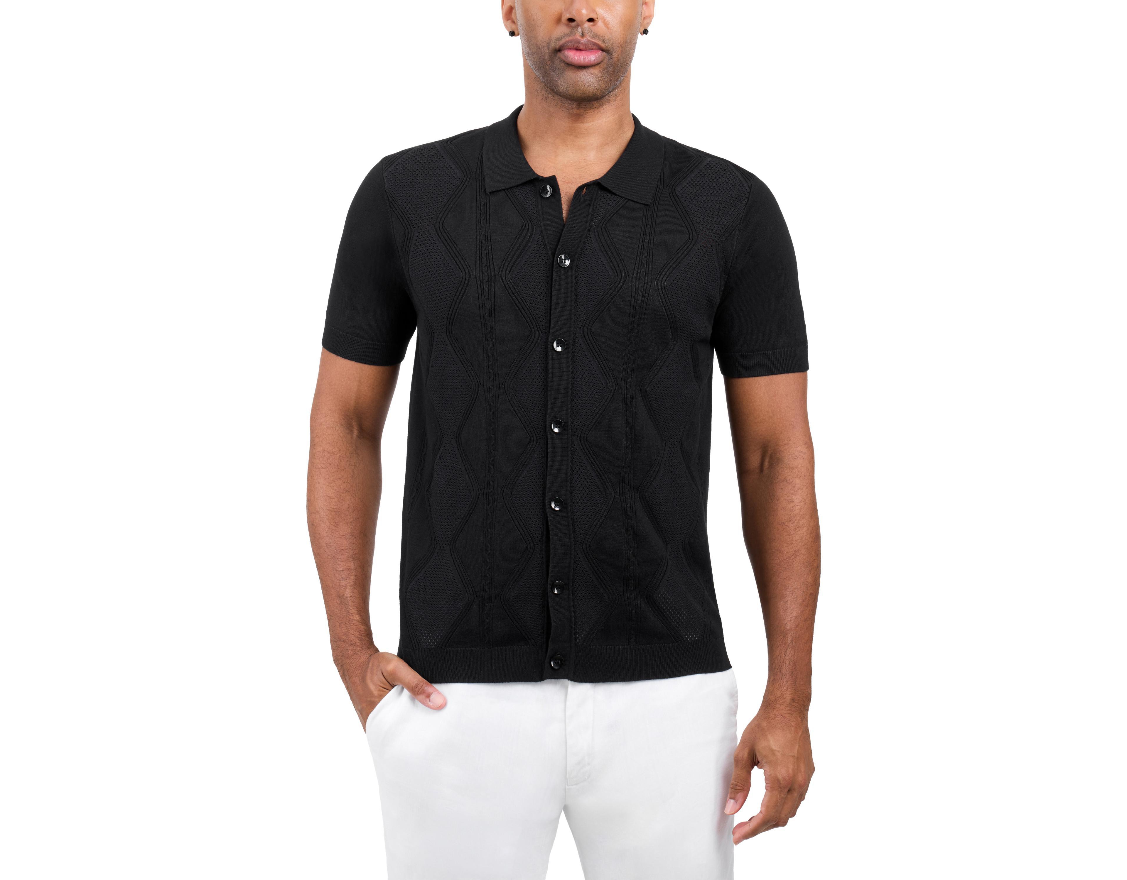 Xray Men's Diamond-Knit Short-Sleeve Polo Shirt