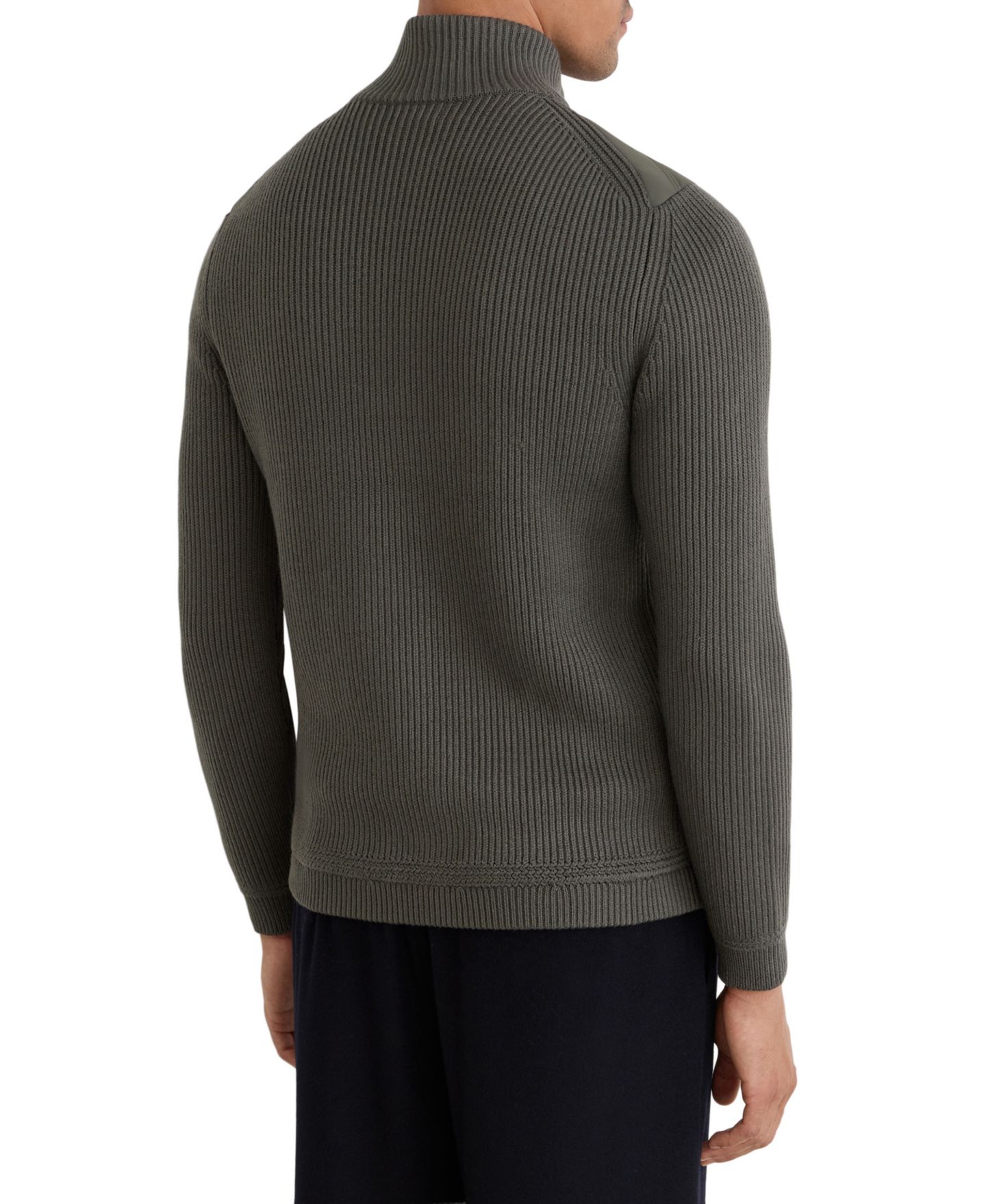 Мужская куртка REISS Townsend Quilted Rib-Knit Funnel-Neck, цвет: Армейский зелёный — фото 5
