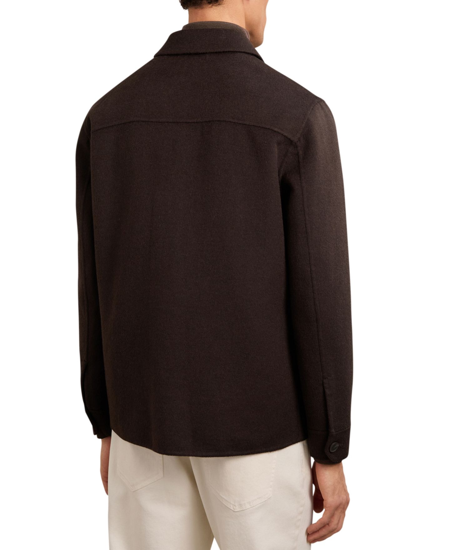 Мужская рубашка REISS Net Wool-Blend Long-Sleeve Point Collar Overshirt, цвет: Коричневый — фото 5