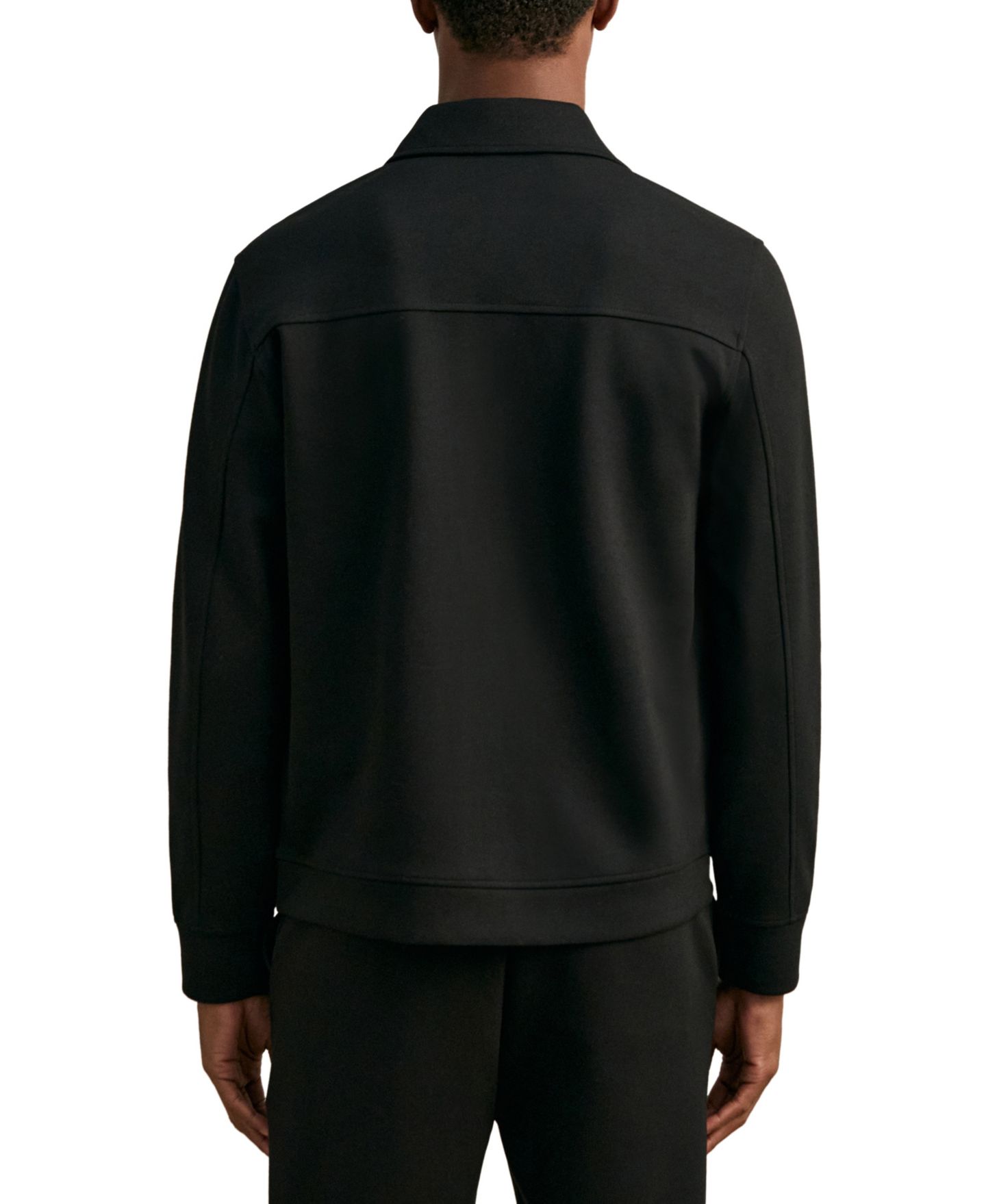 Мужская рубашка REISS Newland Premium Interlock Zip-Through Overshirt, цвет: Чёрный — фото 5