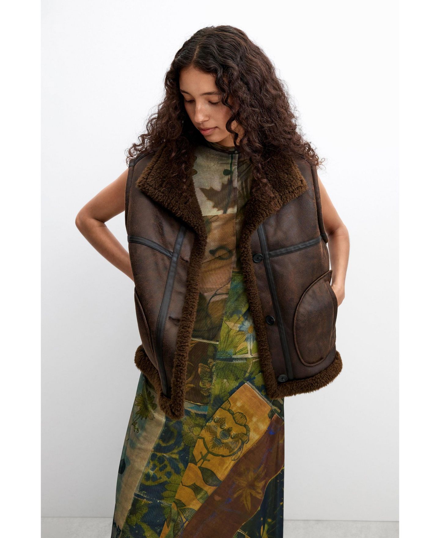 Женское пальто Desigual Double-face detachable, цвет: Коричневый — фото 4