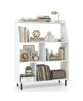4-Tier Engineered Wood and Metal Adjustable Feet Open Bookcase