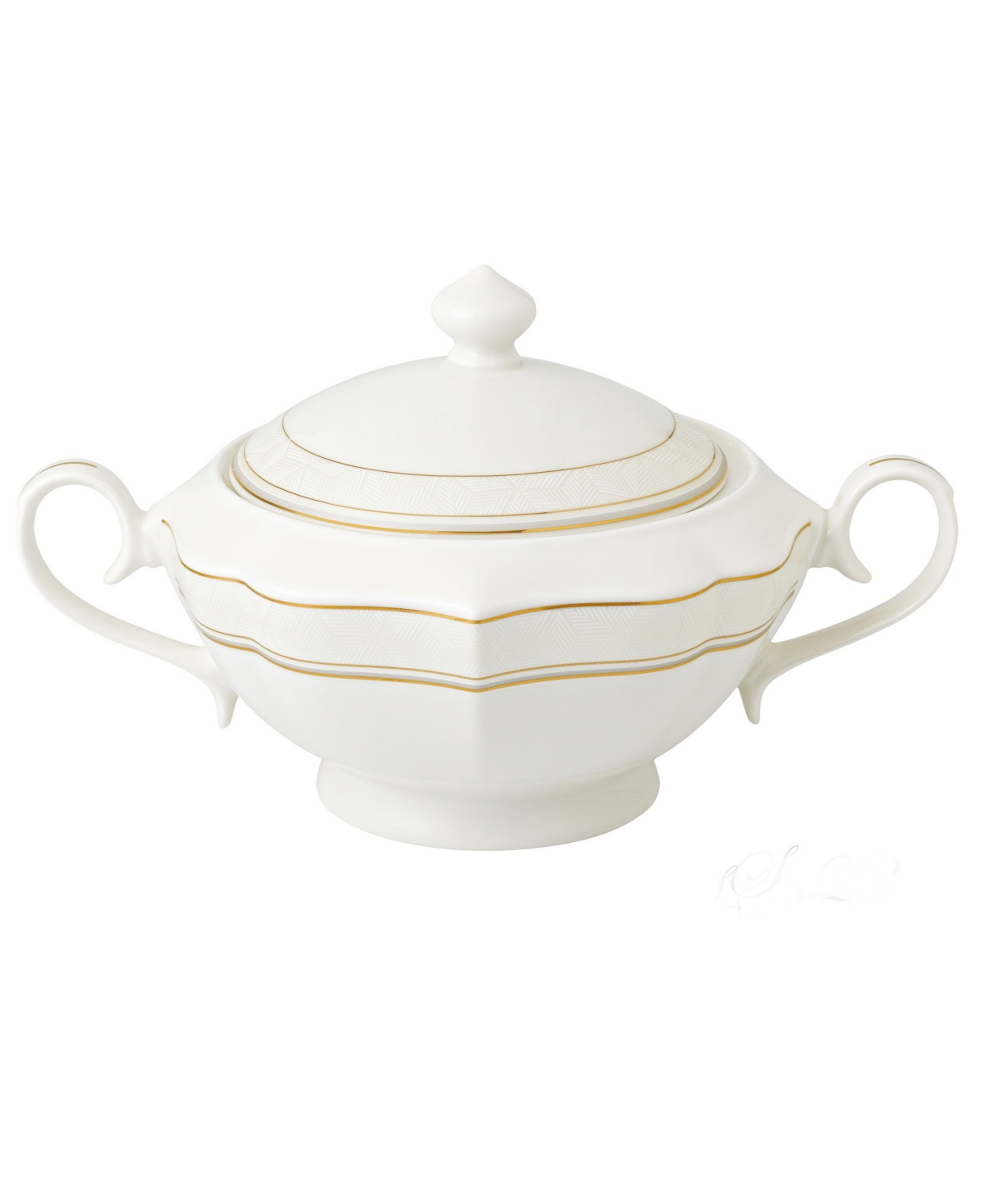 Lorren Home Trends La Luna Collection Bone China Soup Tureen and Lid, Charlotte Design