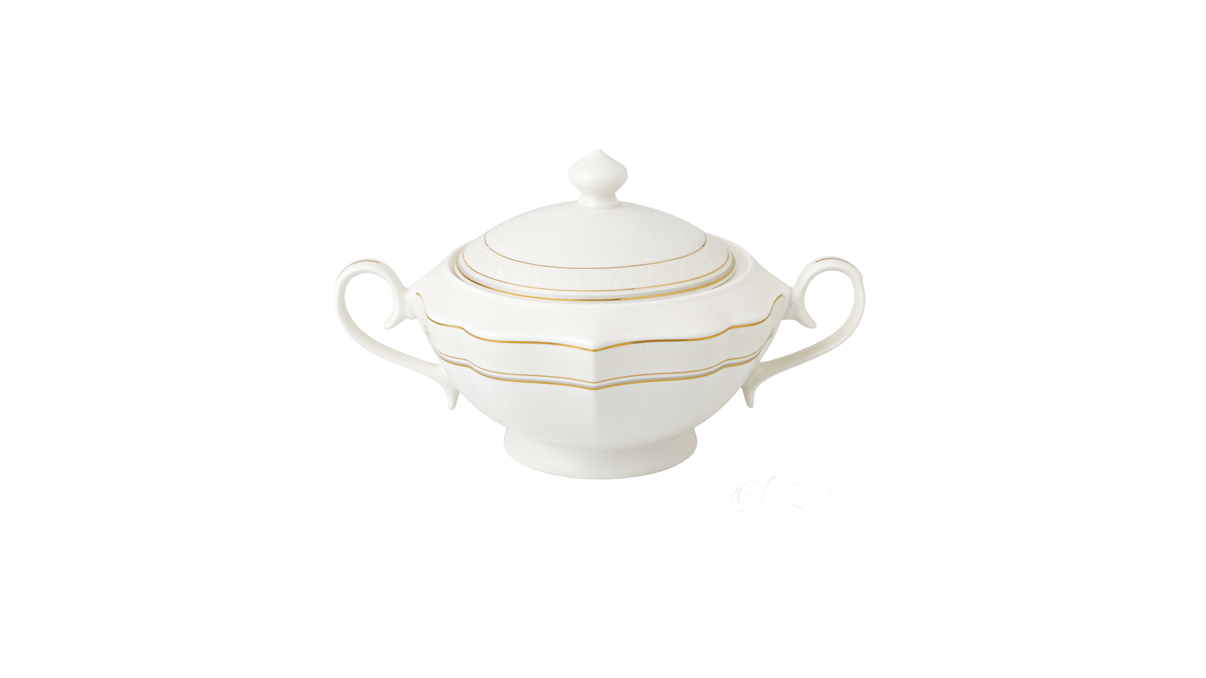 Lorren Home Trends La Luna Collection Bone China Soup Tureen and Lid, Charlotte Design