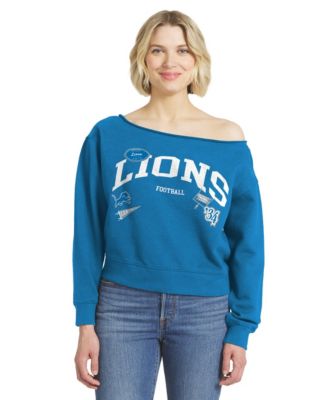 Women's  Blue Detroit Lions Off-the-Shoulder Sweatshirt