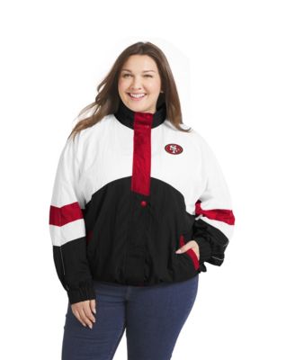Women's Plus Size San Francisco 49ers Crinkle Full-Snap Hooded Lightweight Windbreaker Jacket