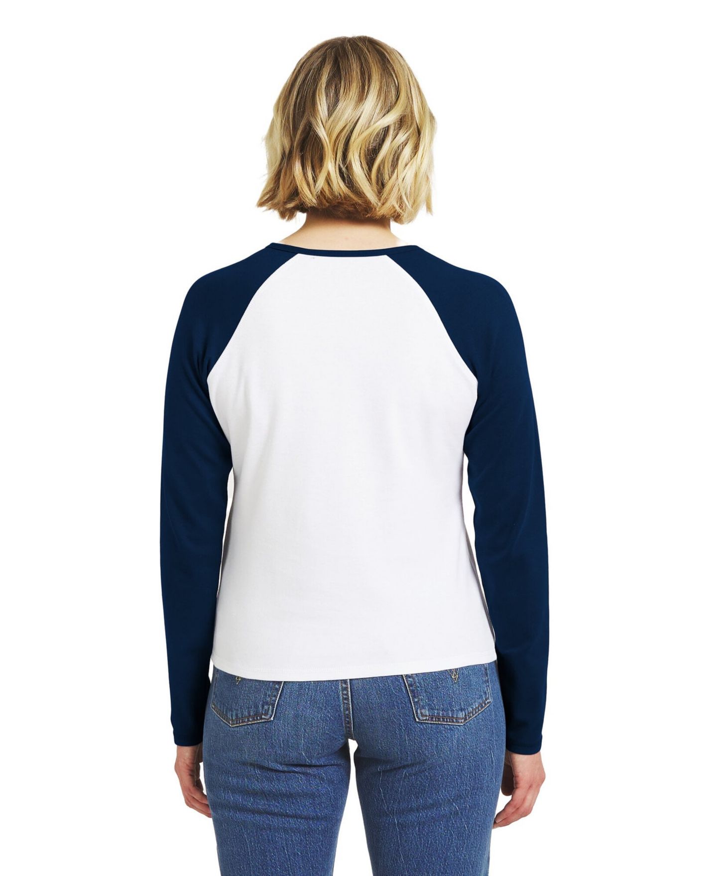 Женская футболка WEAR by Erin Andrews White/Navy Dallas Cowboys Henley Long Sleeve Raglan — фото 2
